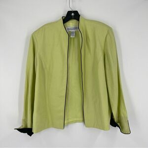 Jessica Howard Women’s Light Green Open Front Linen Blend Blazer Jacket size 14